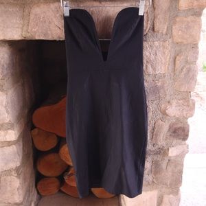 Black Bodycon Mini Dress with Deep V Neck Plunge